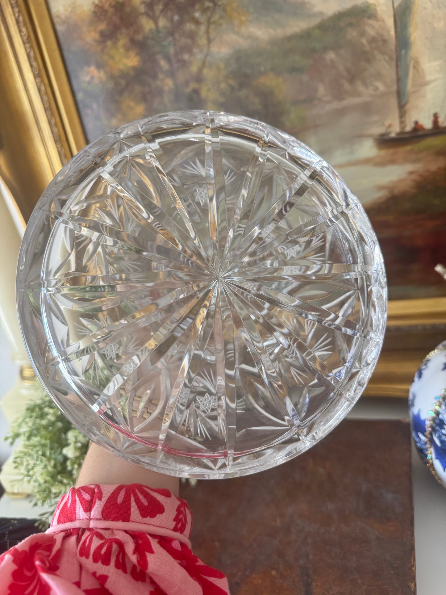 Vintage Cut Crystal Ships Decanter with Tag