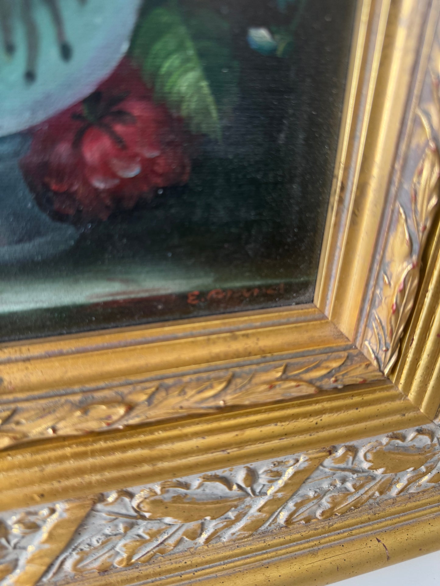 Vintage Oil on Canvas Floral Painting