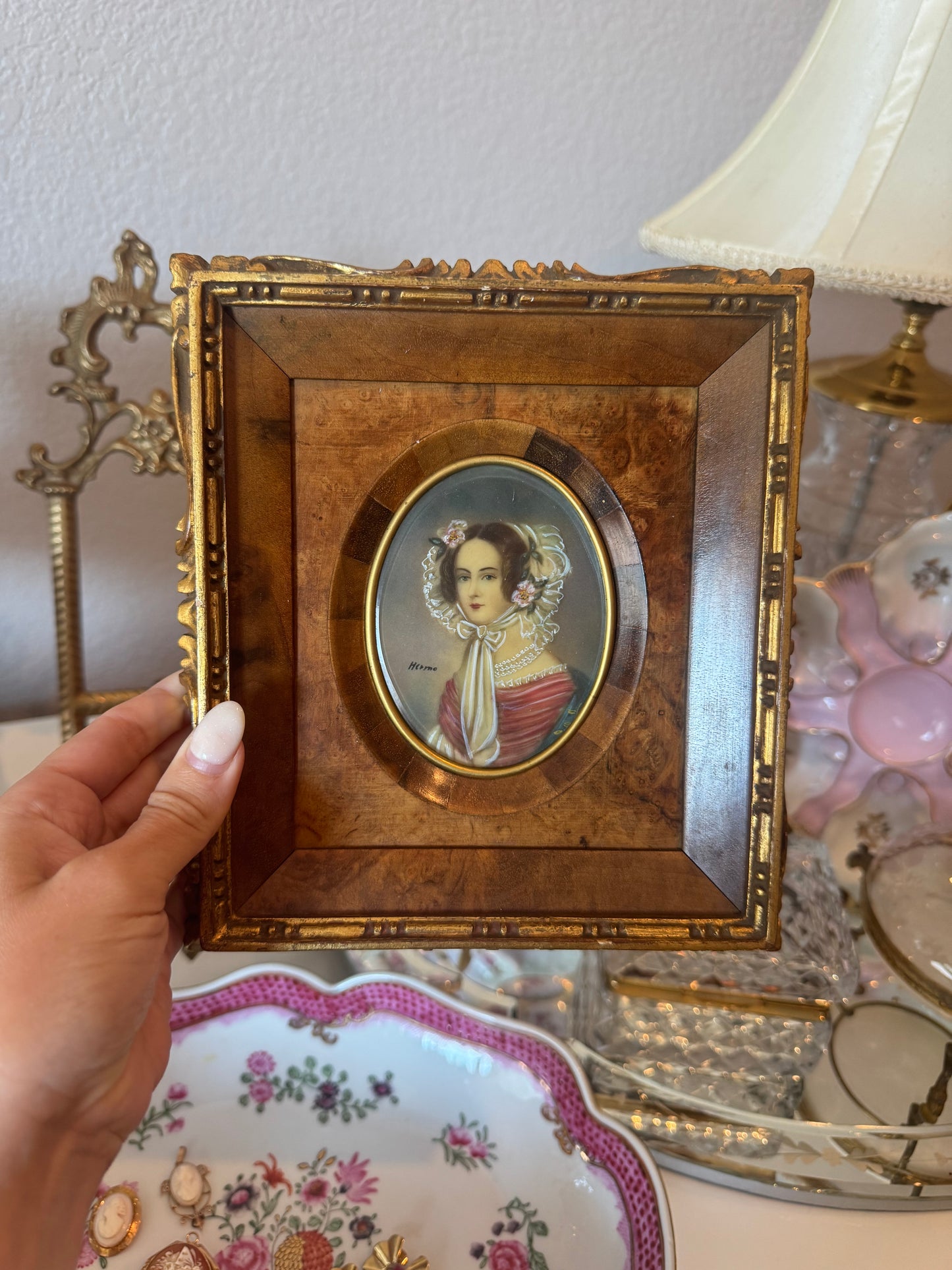 Antique Miniature Portrait of Lady