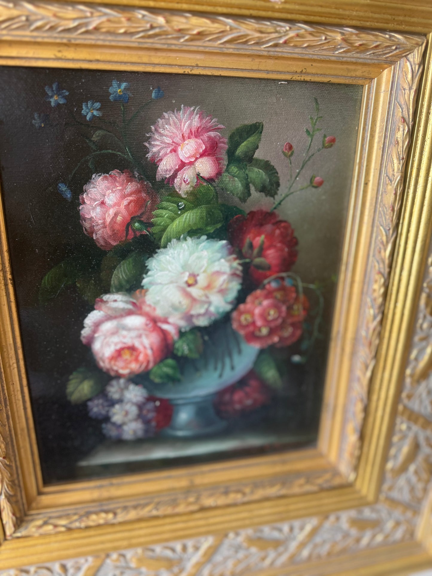 Vintage Oil on Canvas Floral Painting