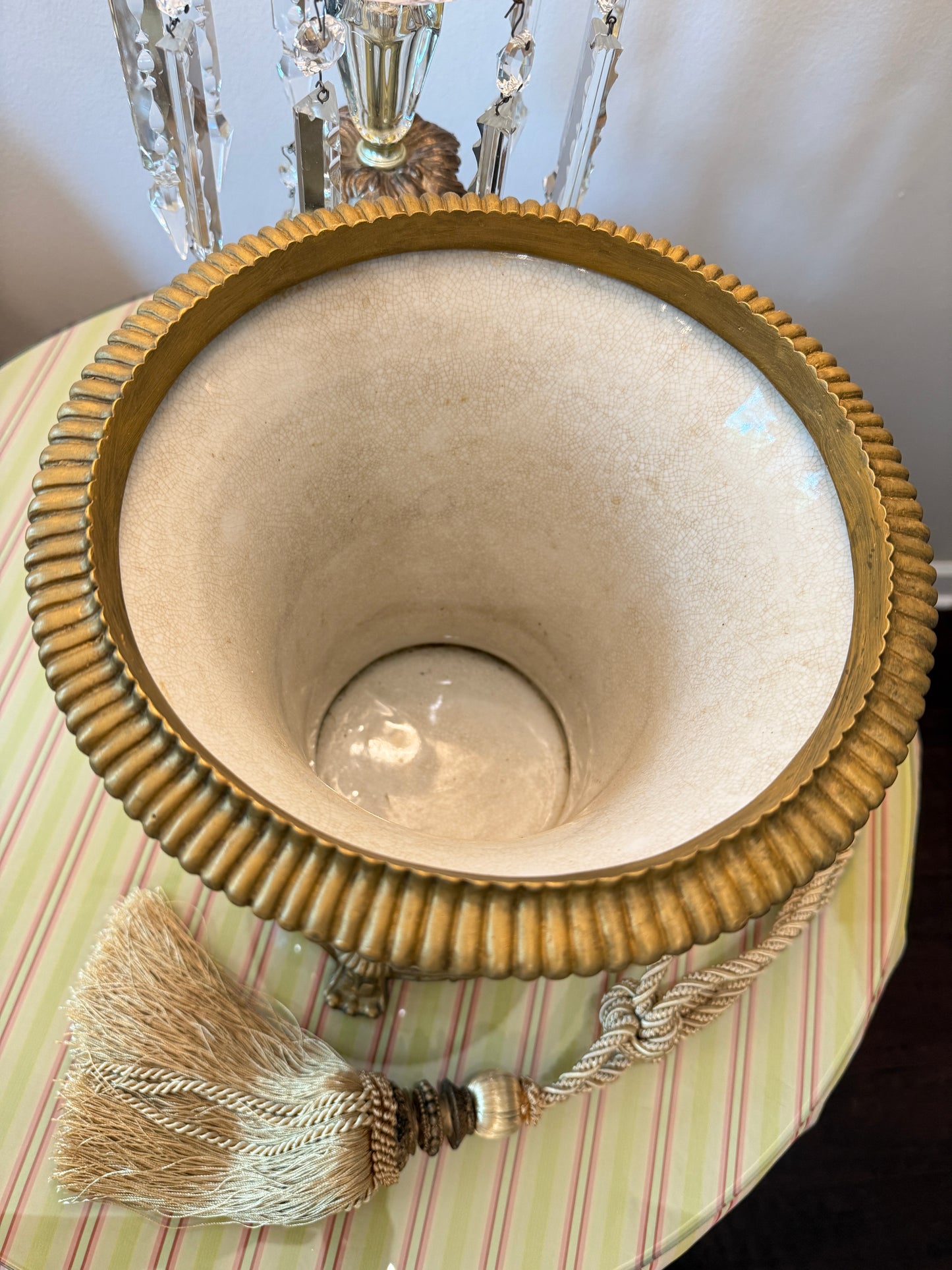 Vintage United Wilson Floral and Bronze Porcelain Vase
