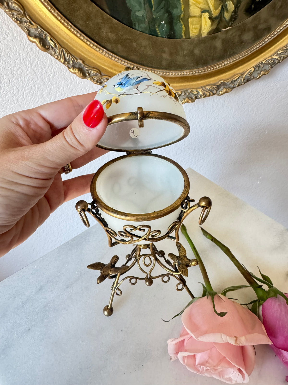 Palais Royal White Opaline Egg Casket