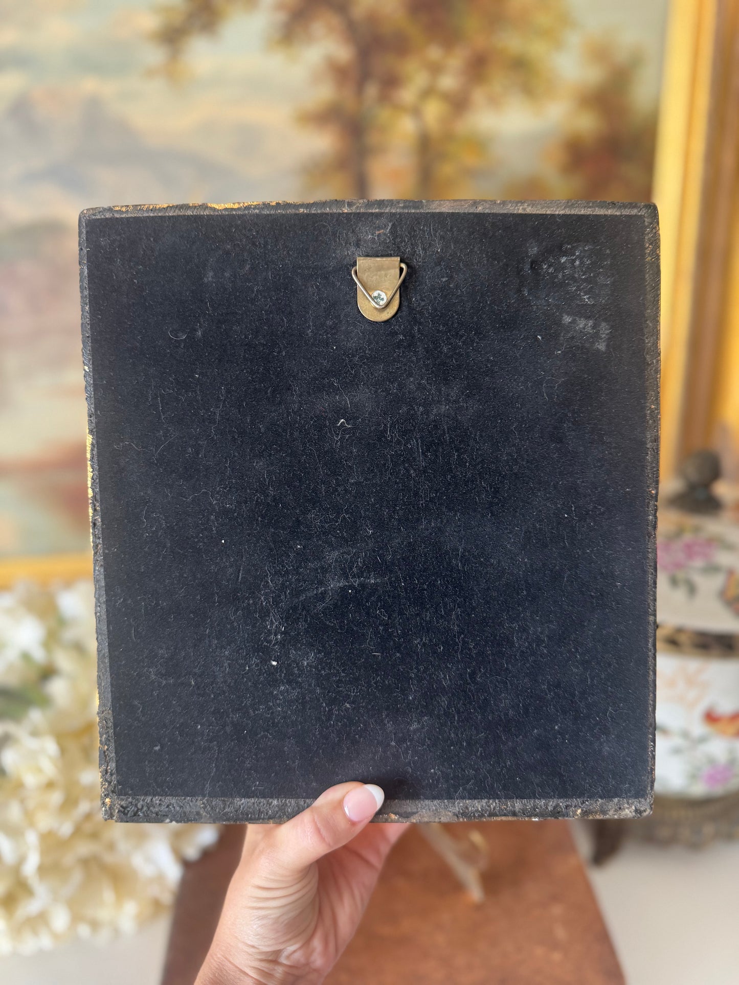 Vintage Ornate Floral Oil on Board
