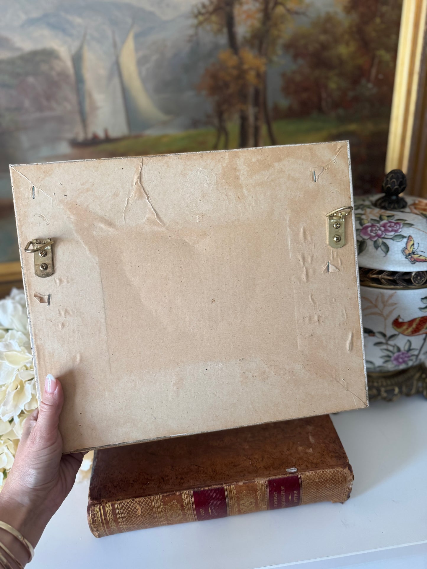 Vintage Kitten Oil on Board Painting