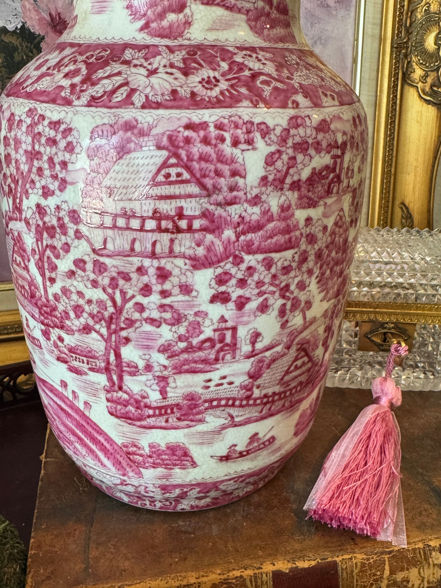 Yong Sheng Toile Pink Vase