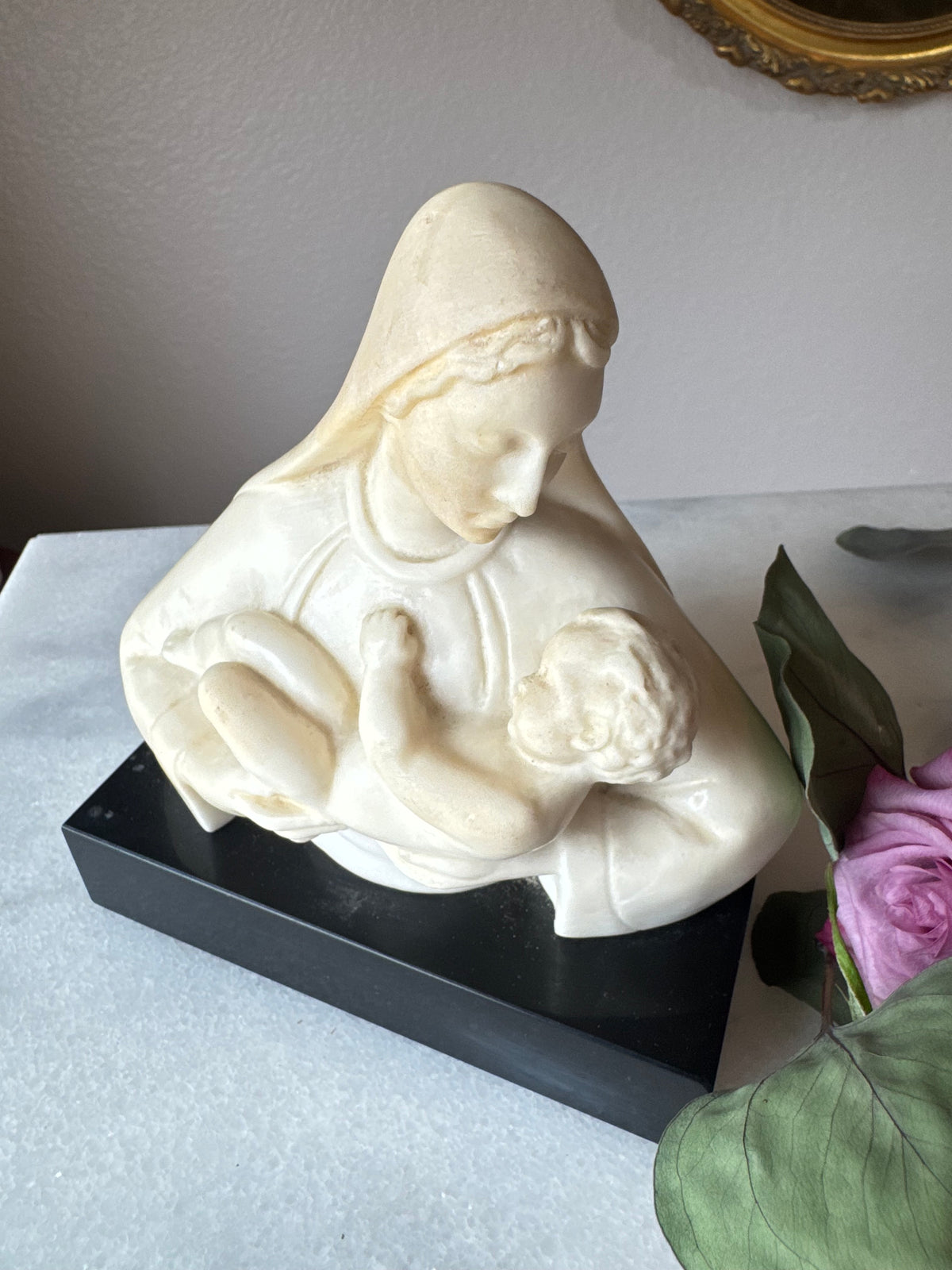 Alabaster Madonna and Child, Signed Aldo Bartelletti