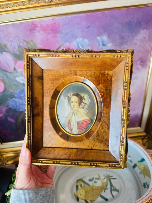 Antique Miniature Portrait of Lady