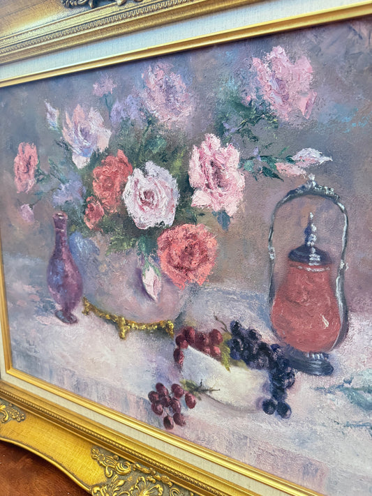 Beautiful Floral Still Life Oil on Canvas
