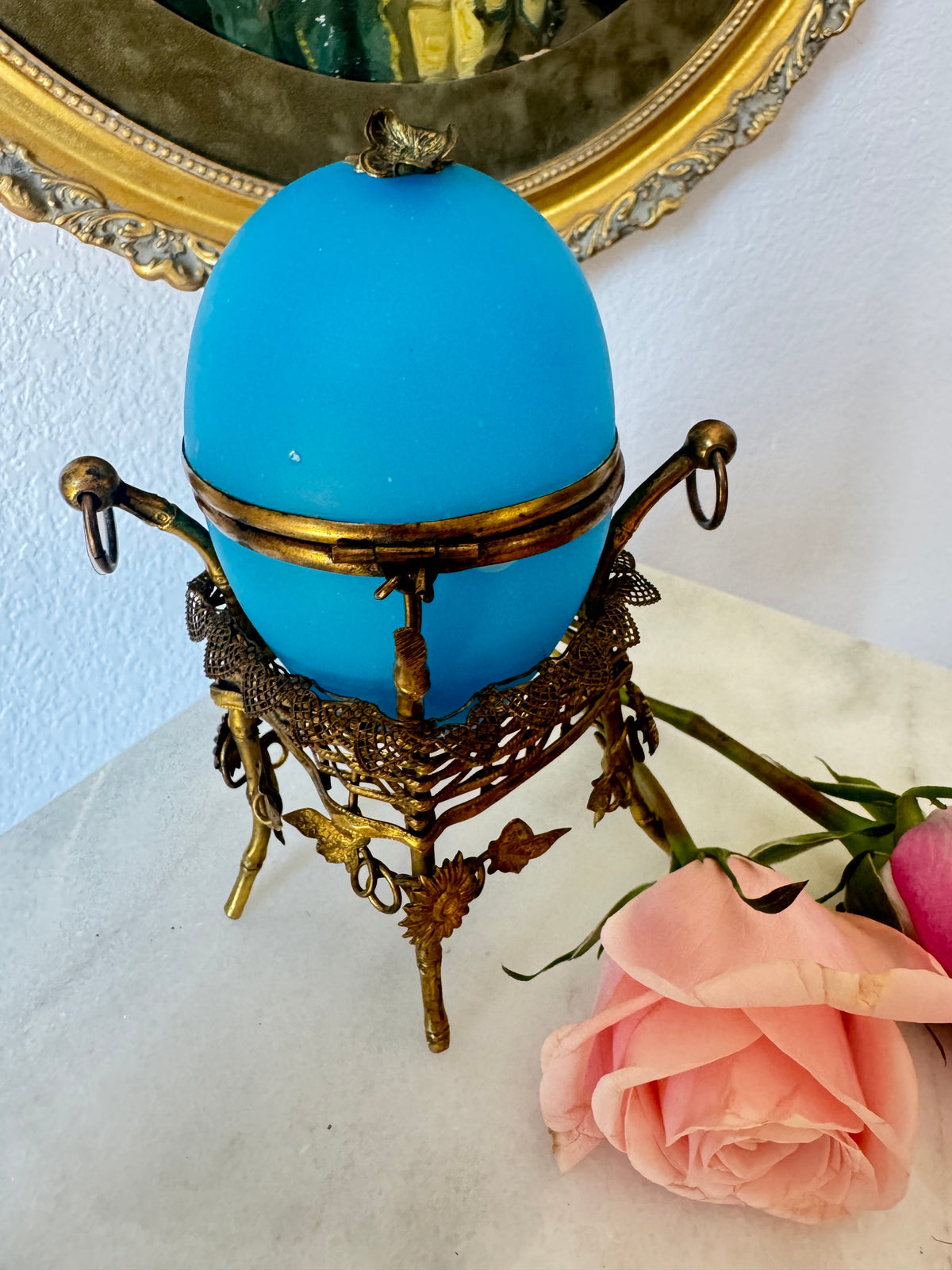 Palais Royal Blue Opaline Egg Casket