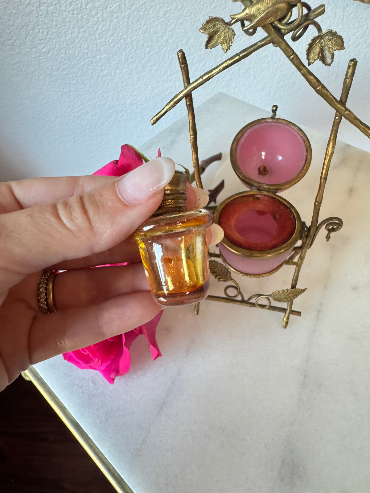 Palais Royal Pink Opaline Egg Perfume Casket