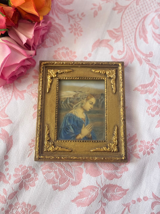 Antique Miniature Madonna Portrait in Gilt Frame