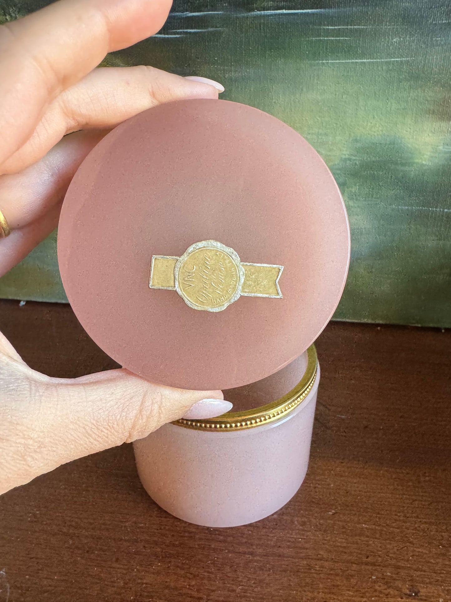 Vintage Pink Opaline Lidded Box