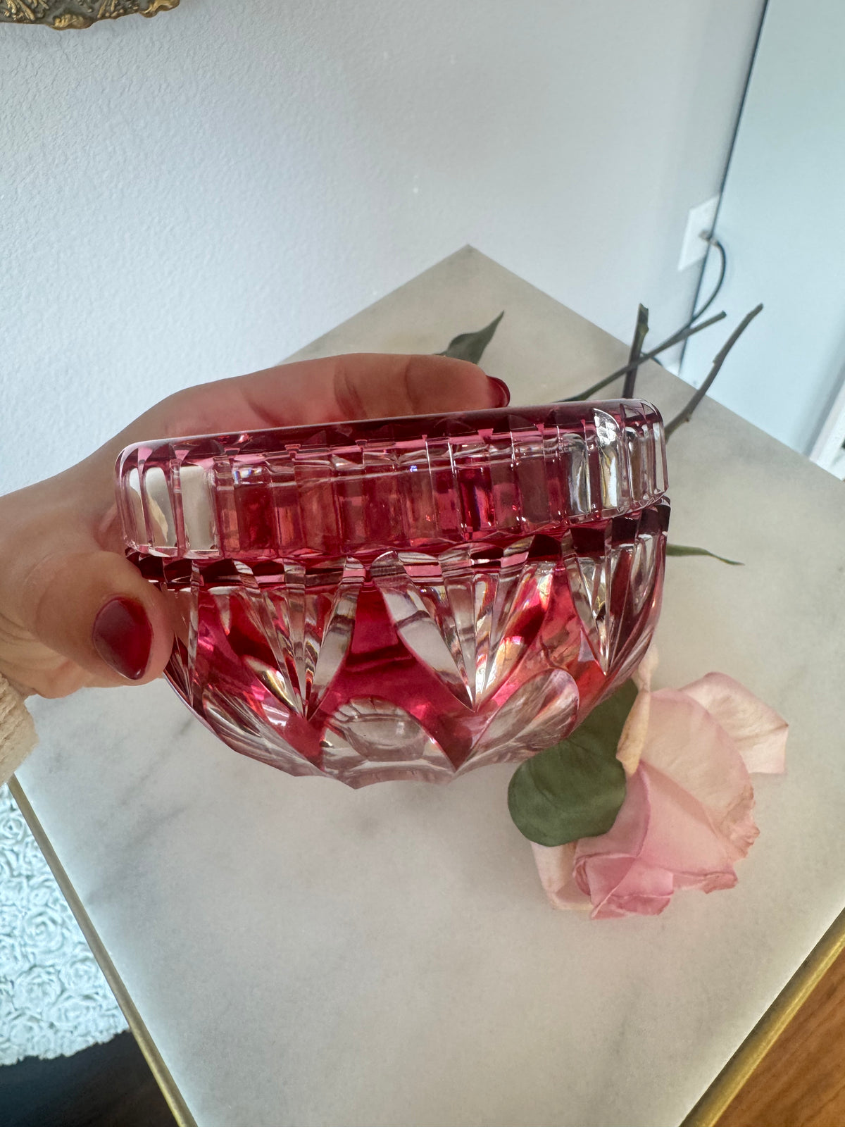 Saint-Louis Cranberry Crystal Powder Box