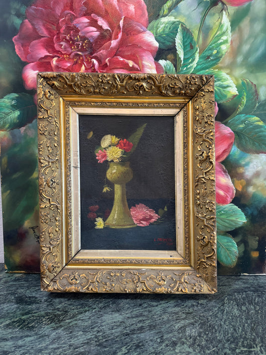 Dutch floral with green vase signed L. Pauwels