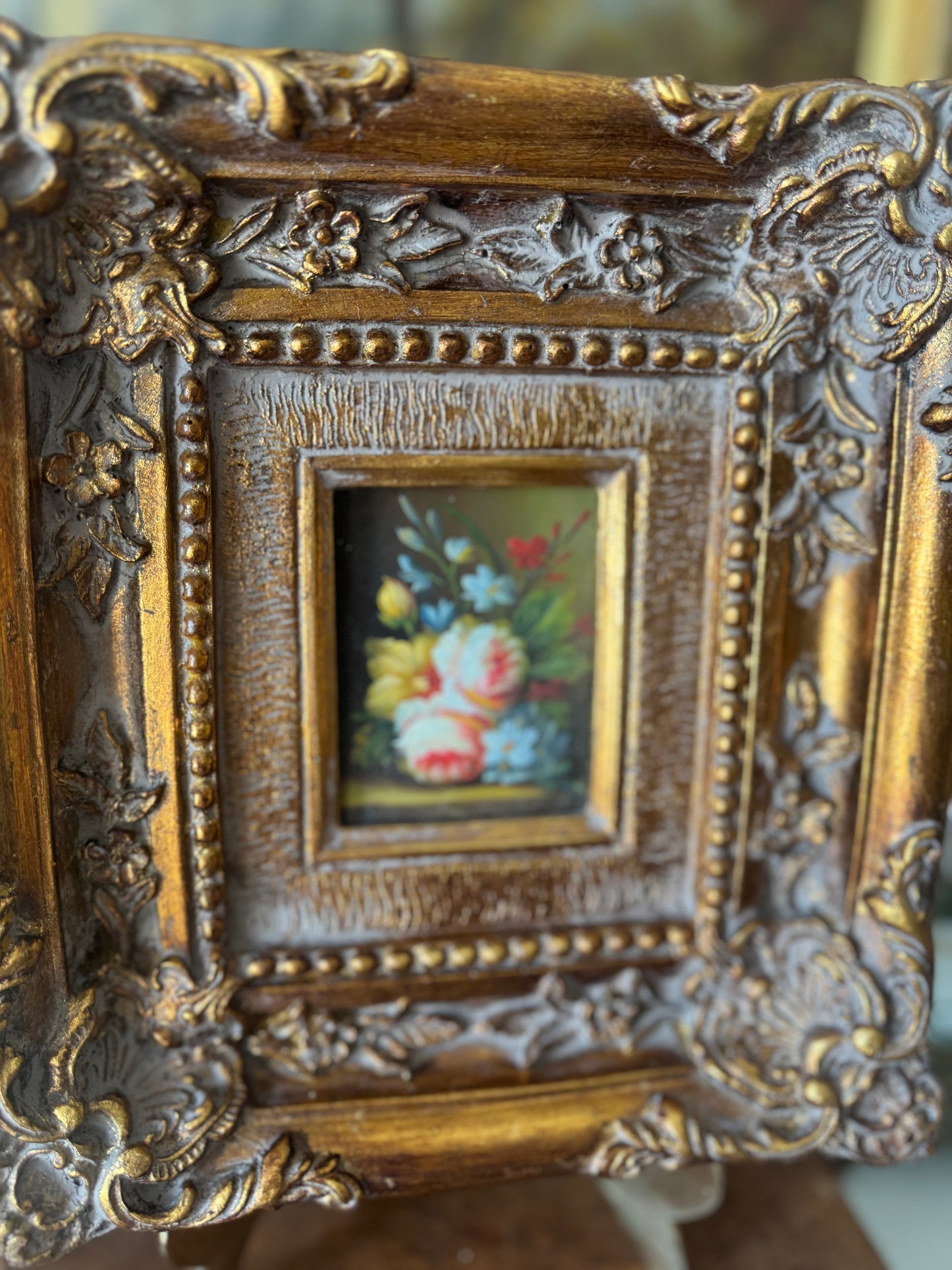 Small Floral Oil on Board Painting