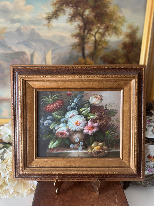 M. Aaron Dutch Style Floral Oil on Canvas Painting
