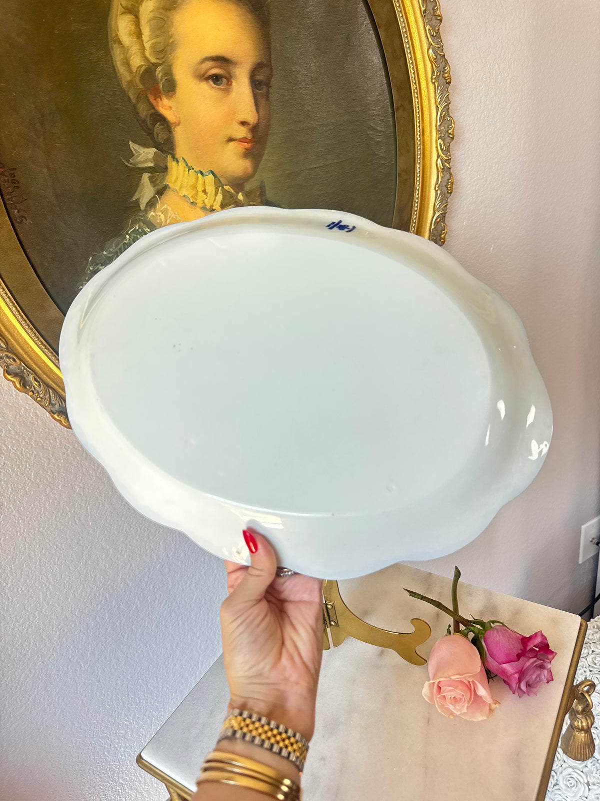 Antique Johnson Brothers Normandy Flow Blue Platter