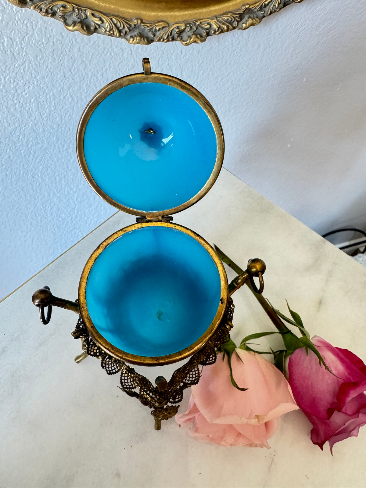 Palais Royal Blue Opaline Egg Casket