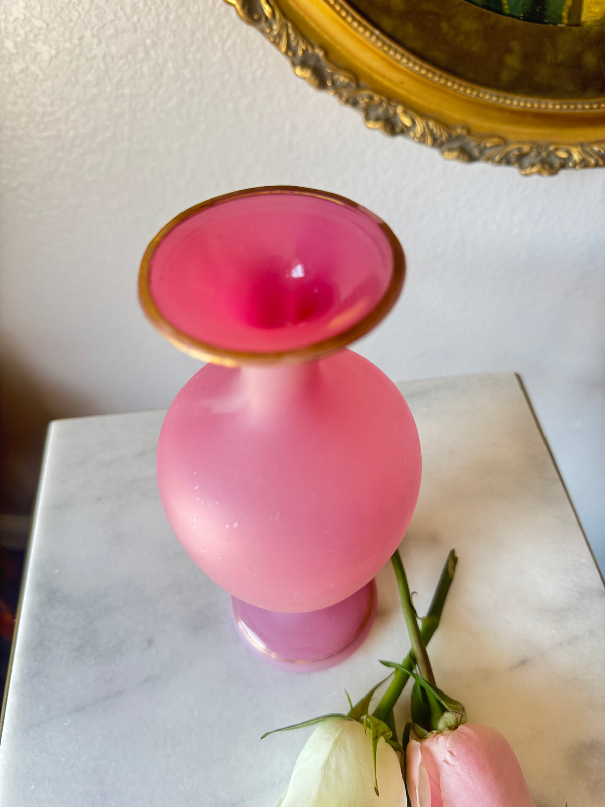 Antique Pink Opaline Vase