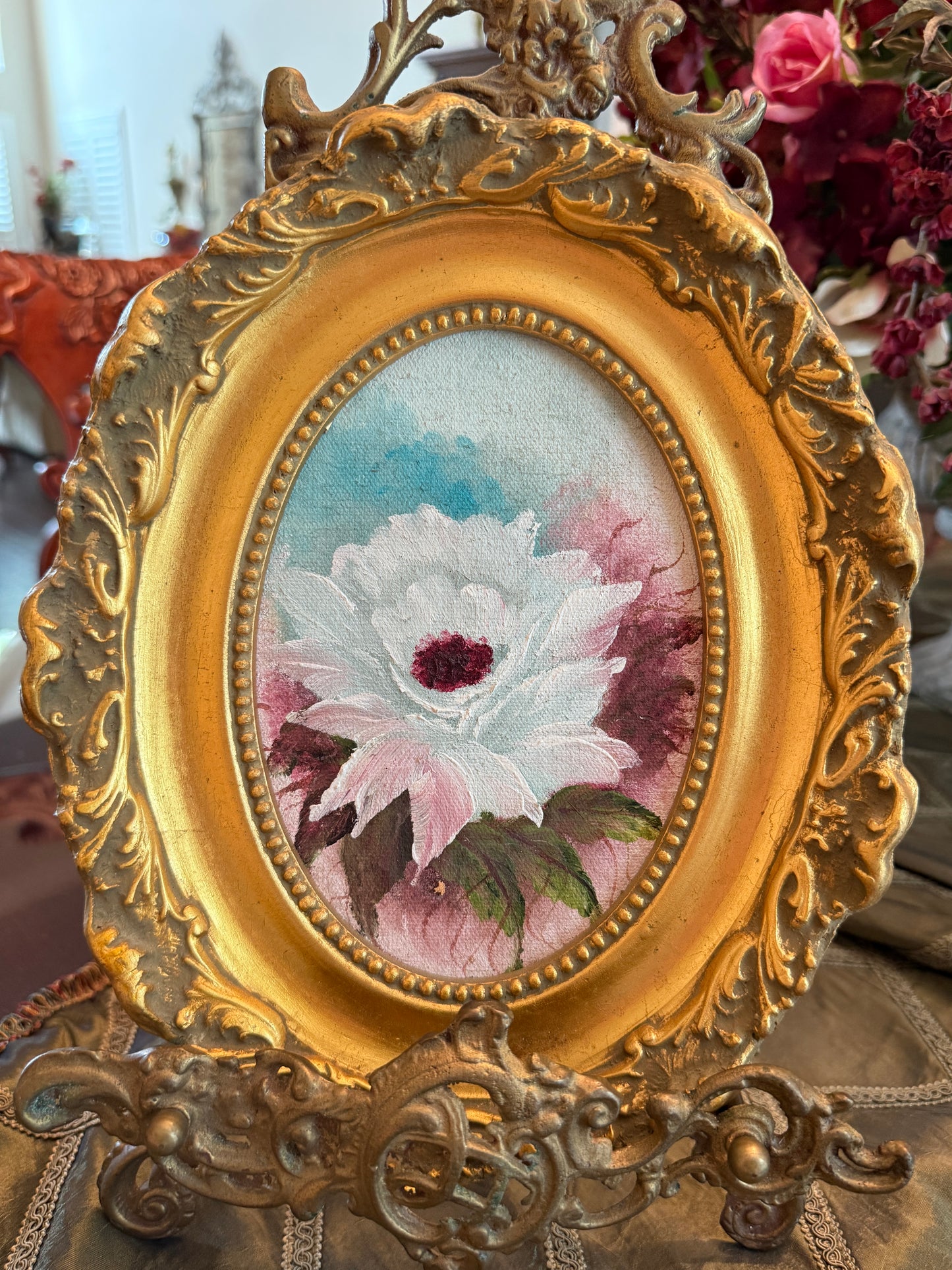 Original Floral Oil on Canvas by Anne Engram 8x10 framed #2