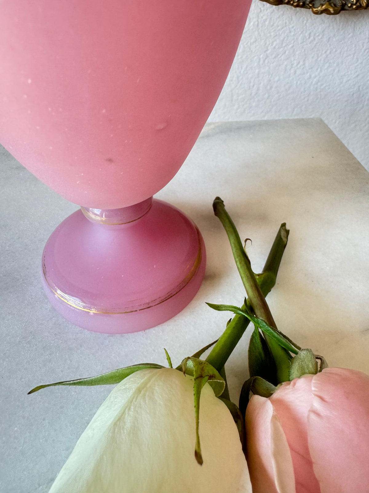 Antique Pink Opaline Vase