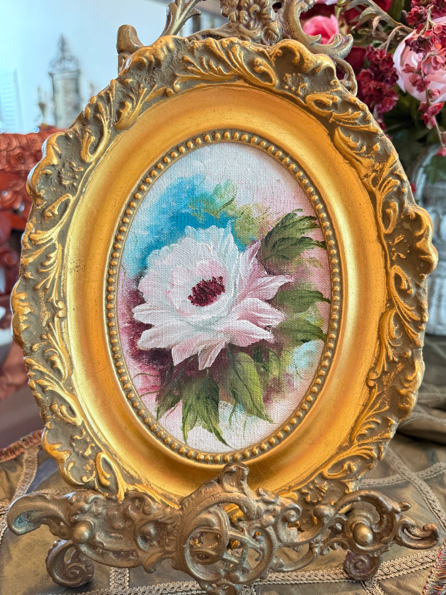 Original Floral Oil on Canvas by Anne Engram 8x10 framed #3