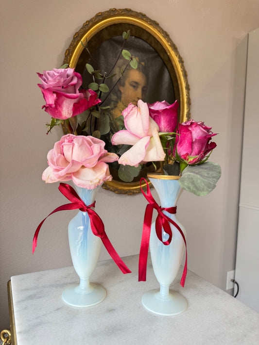 White Opaline Vase with Gilt-Bronze Rim