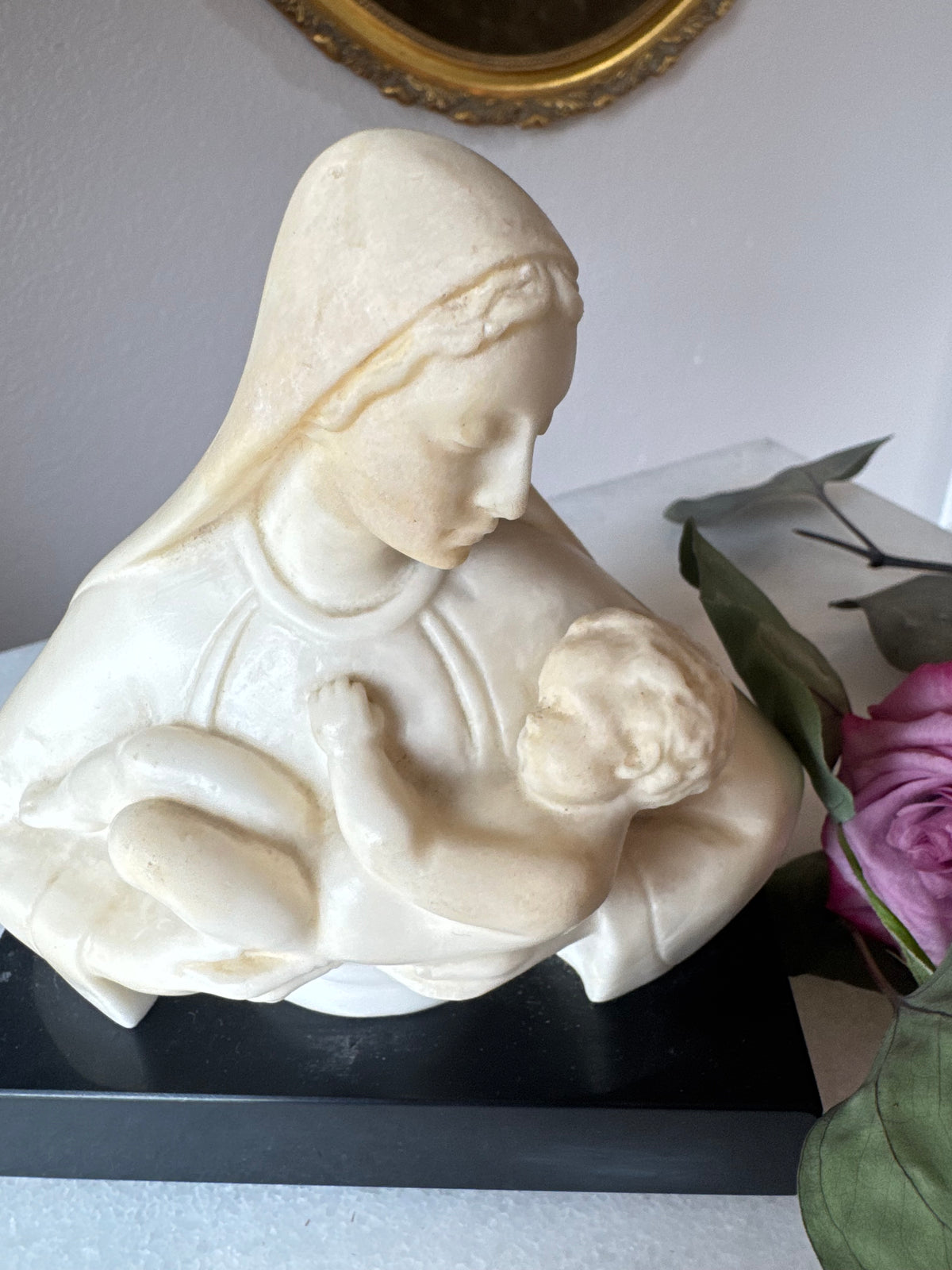 Alabaster Madonna and Child, Signed Aldo Bartelletti