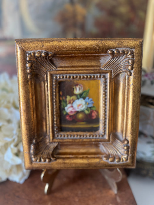 Vintage Small Floral Oil on Board Painting