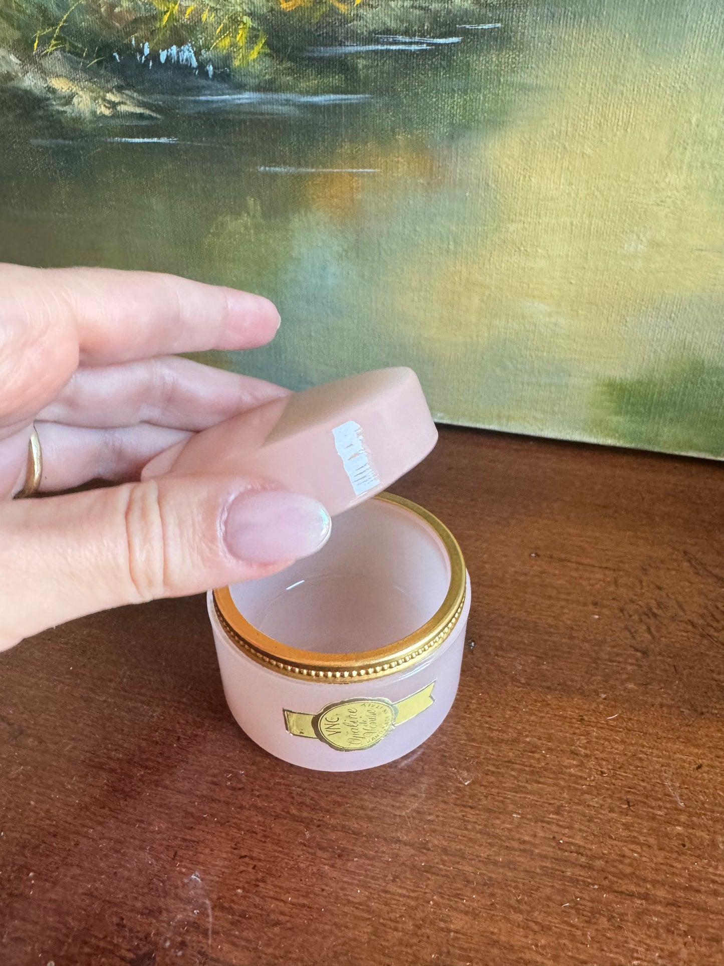 Vintage Pink Opaline Lidded Box - Mini