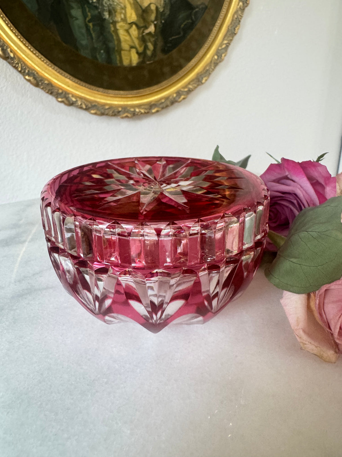 Saint-Louis Cranberry Crystal Powder Box