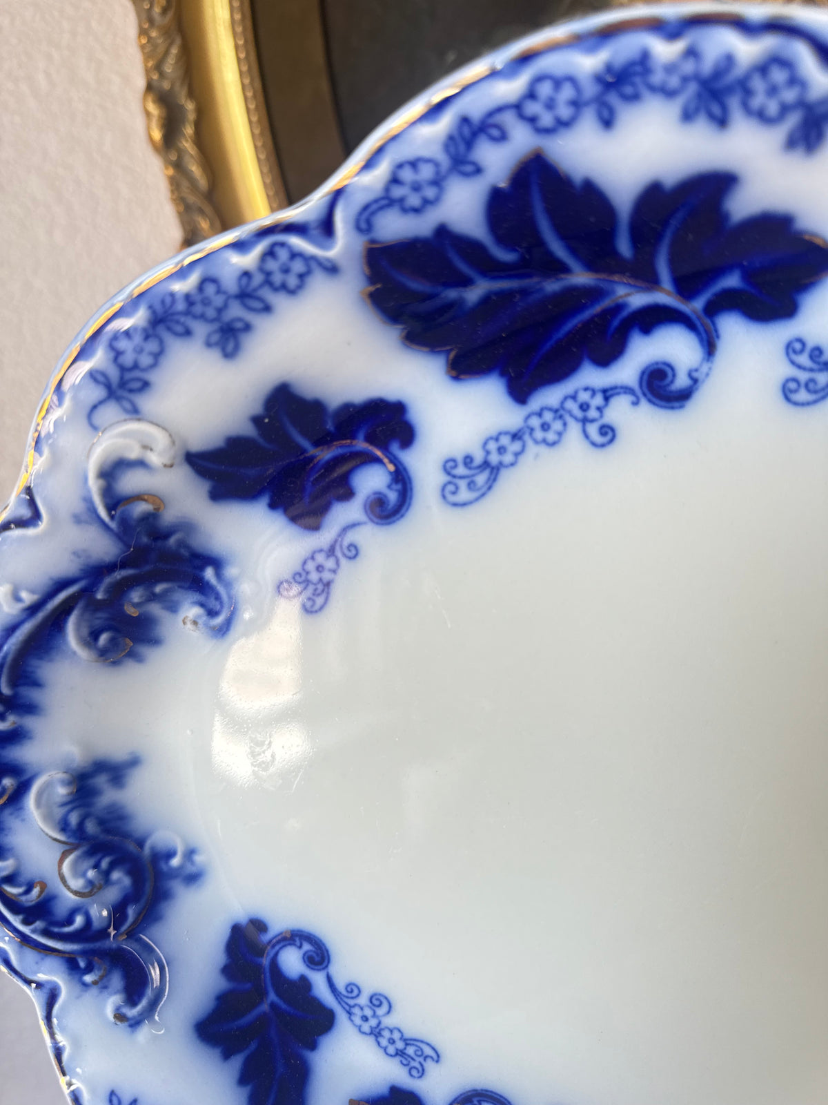 Antique Johnson Brothers Normandy Flow Blue Platter