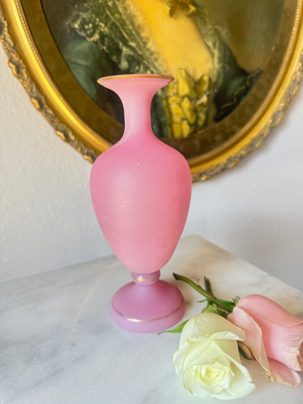 Antique Pink Opaline Vase