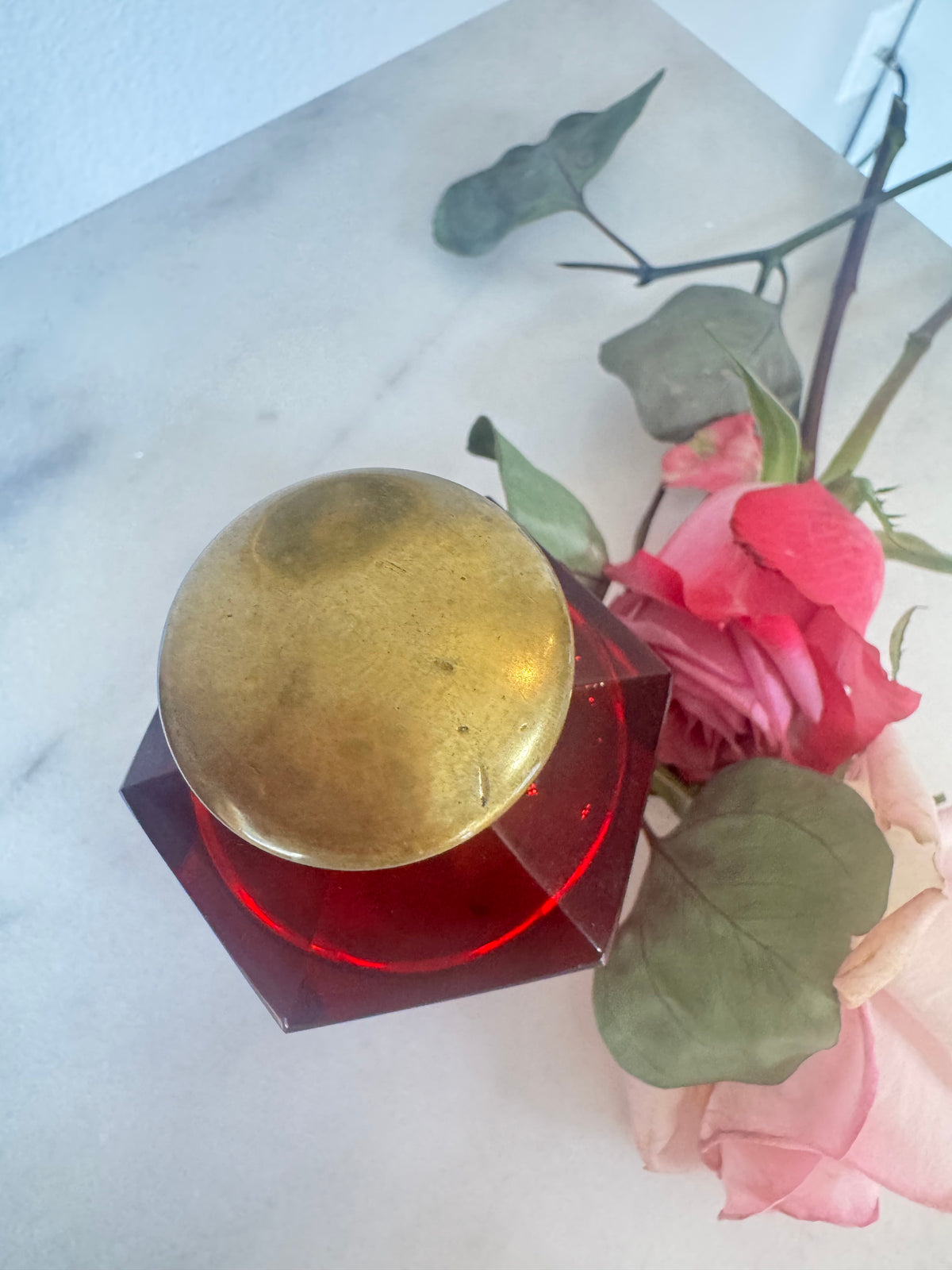 Victorian Ruby Glass Scent Bottle with Gilt Cap