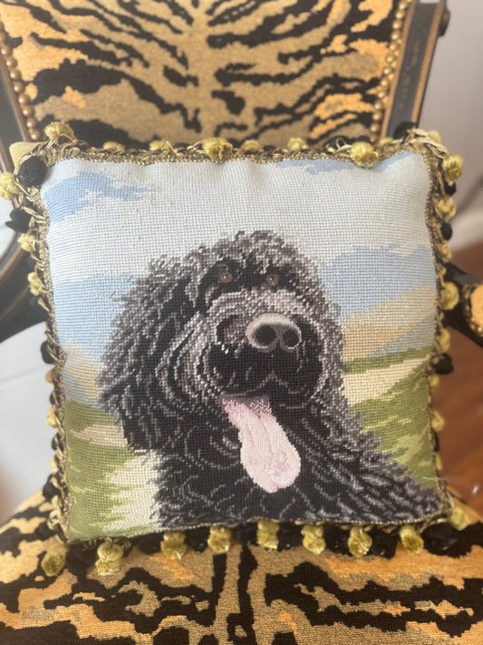 Dog Needlepoint and Petit Point Pillow