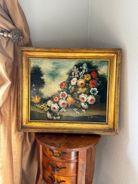 Antique Floral Still Life Oil Painting, Signed V. Beltrani