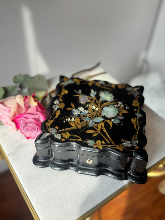 Napoleon III Papier-Mâché Box with Mother-of-Pearl Inlay