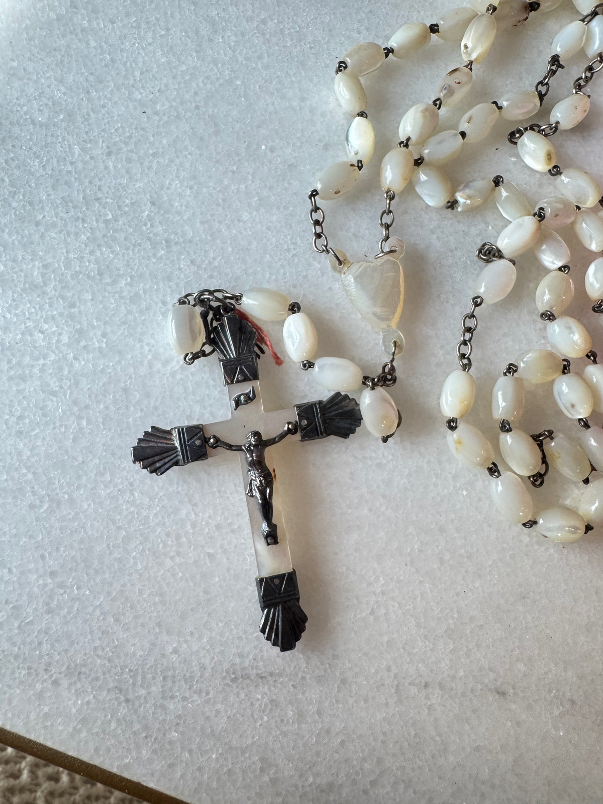 Antique French Mother-of-Pearl Rosary with Crucifix