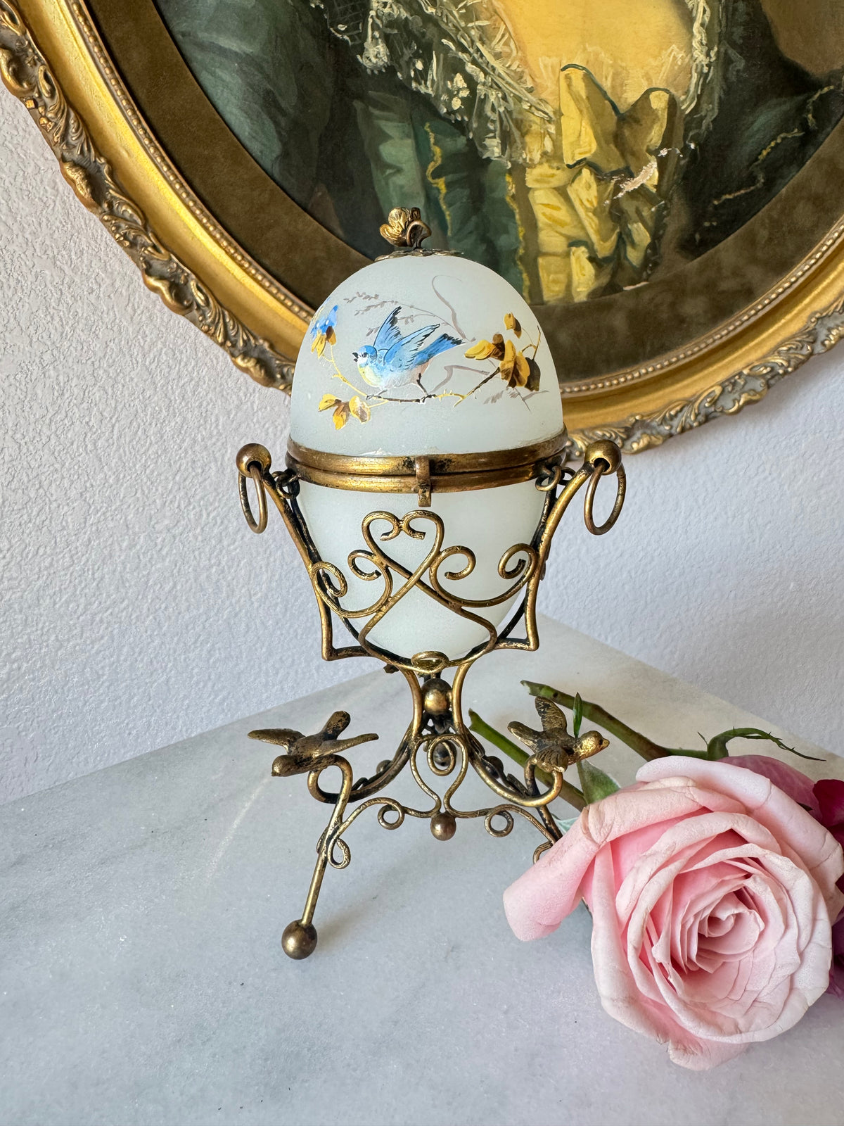 Palais Royal White Opaline Egg Casket