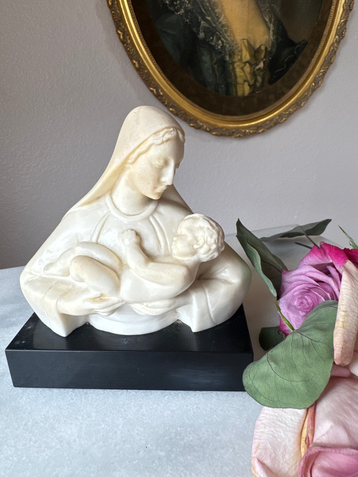 Alabaster Madonna and Child, Signed Aldo Bartelletti