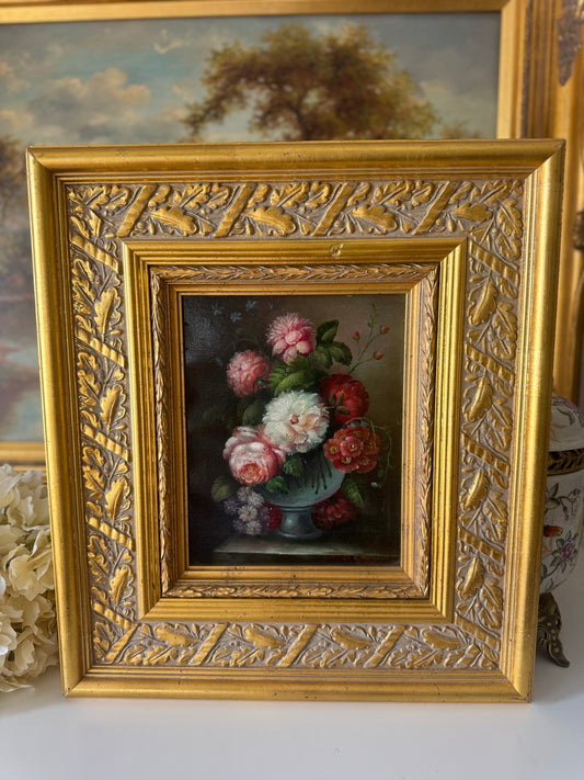 Vintage Oil on Canvas Floral Painting