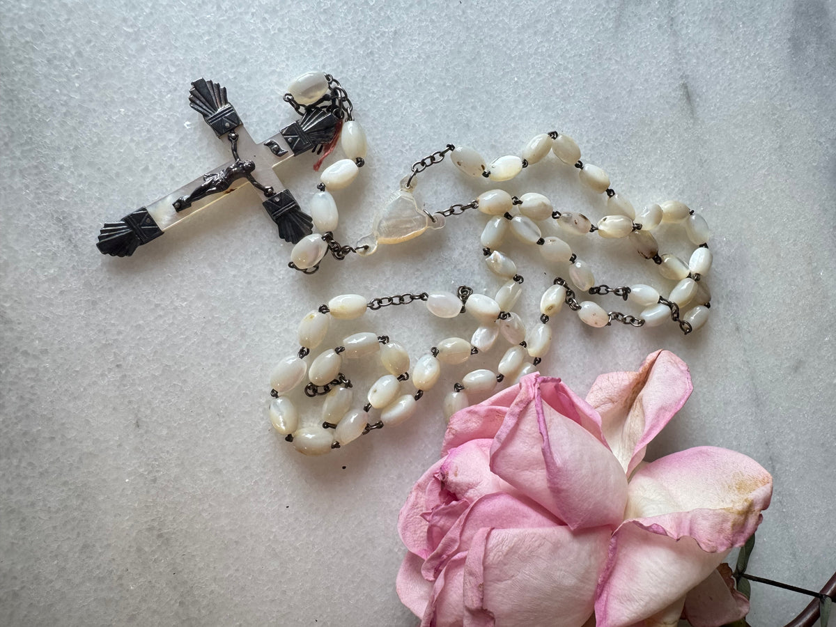 Antique French Mother-of-Pearl Rosary with Crucifix