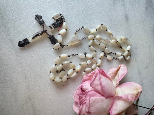 Antique French Mother-of-Pearl Rosary with Crucifix
