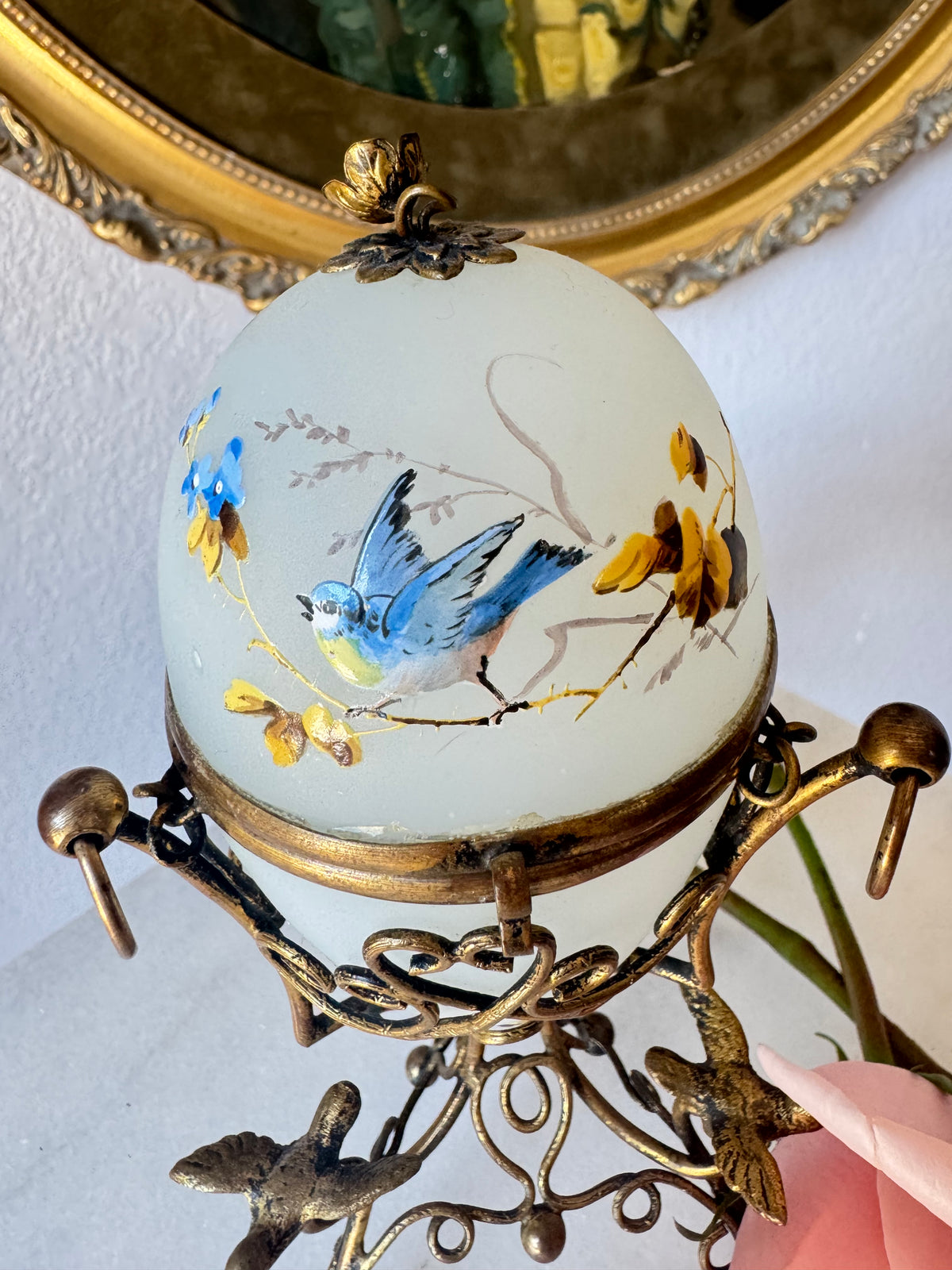 Palais Royal White Opaline Egg Casket