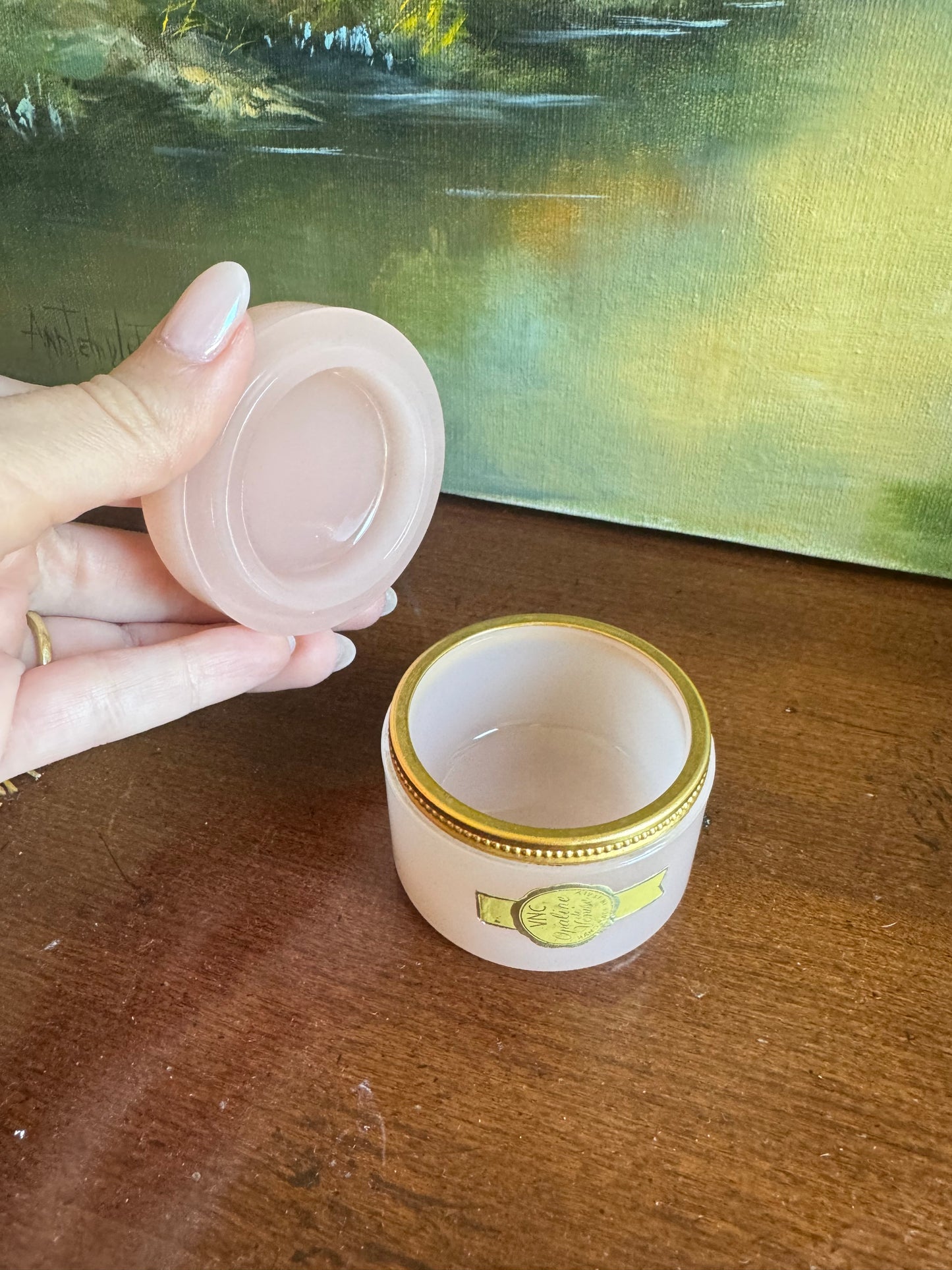 Vintage Pink Opaline Lidded Box - Mini