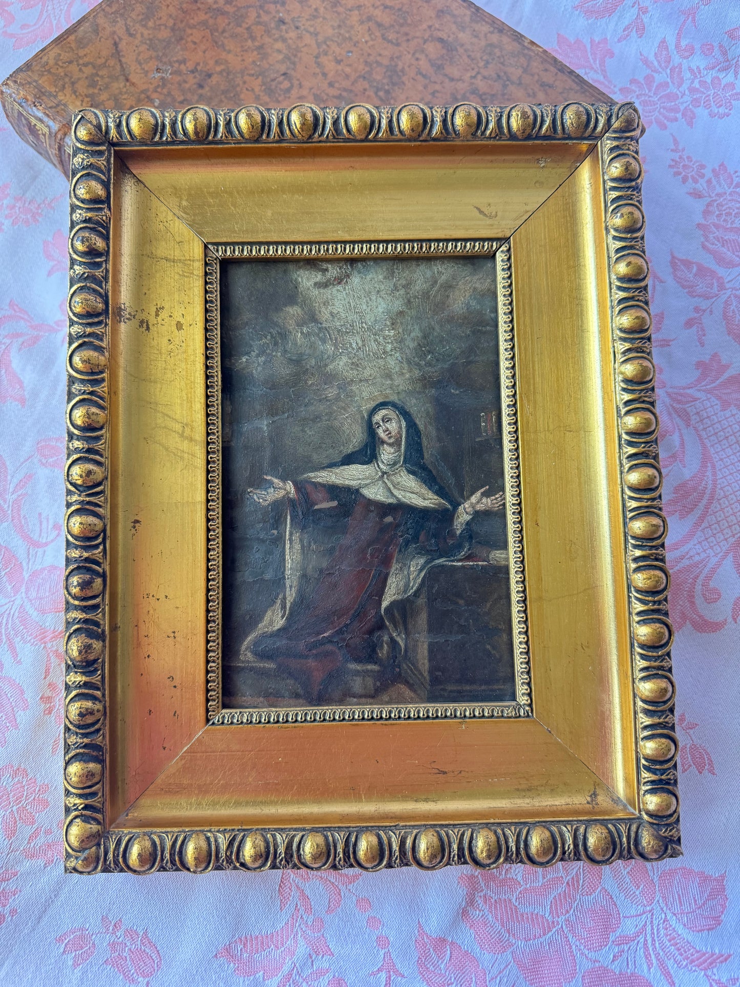 Antique 17th Century Oil on Copper Devotional Painting | Saint Teresa of Jesus