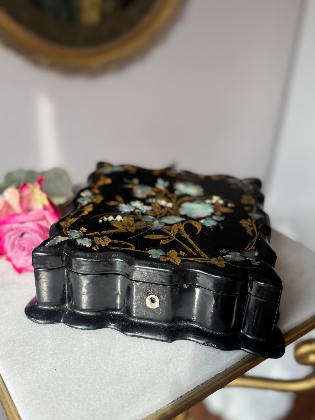 Napoleon III Papier-Mâché Box with Mother-of-Pearl Inlay