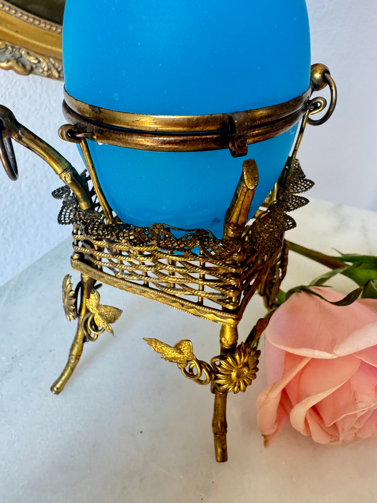 Palais Royal Blue Opaline Egg Casket
