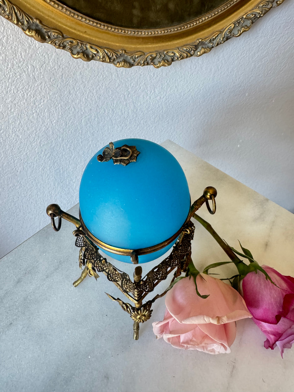 Palais Royal Blue Opaline Egg Casket