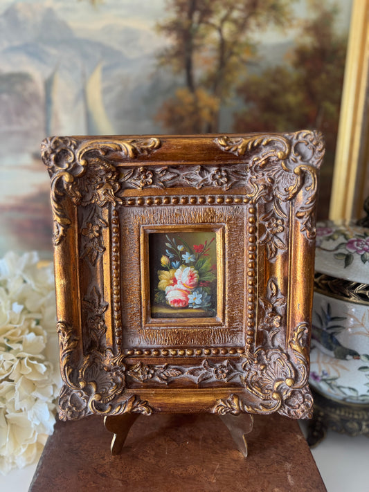 Small Floral Oil on Board Painting